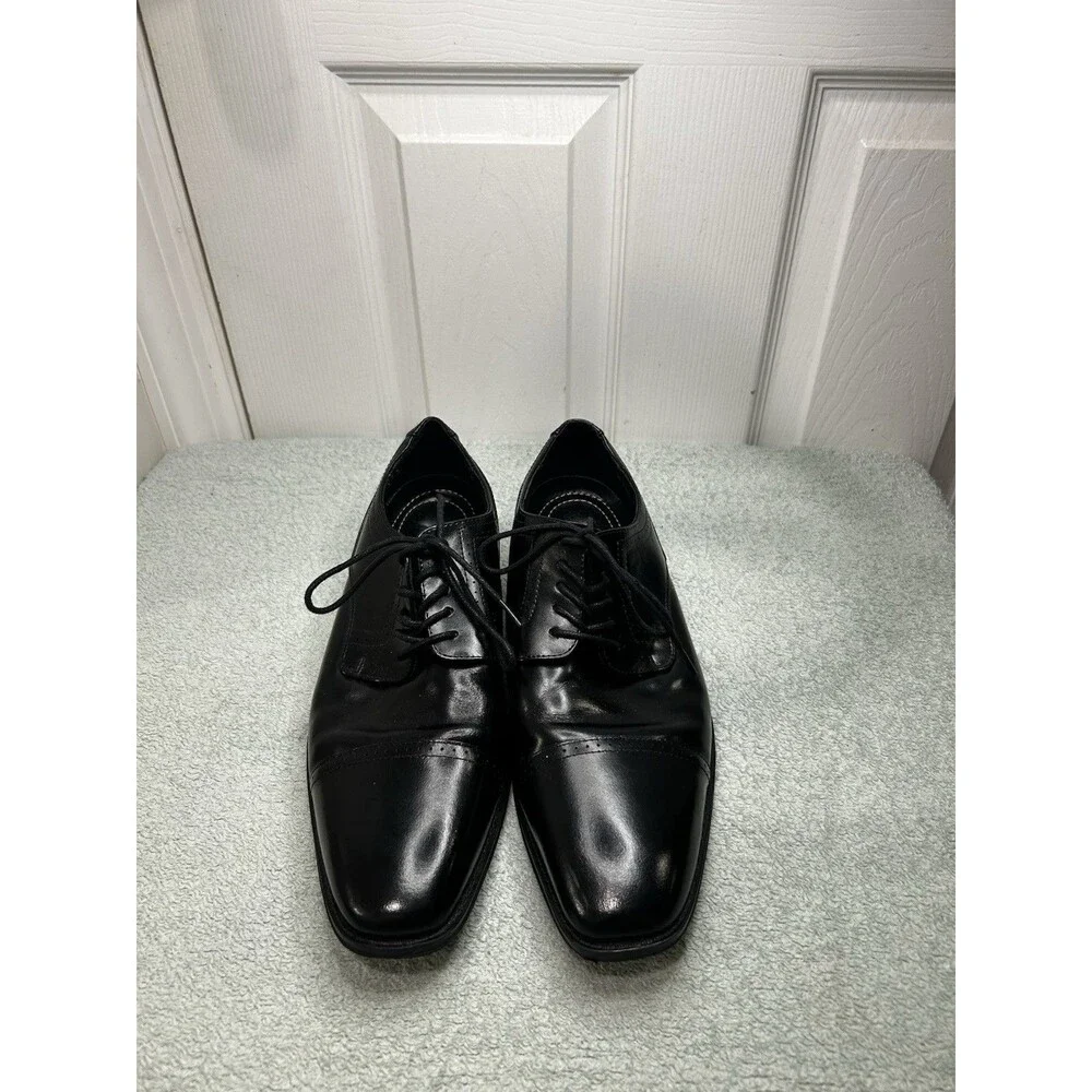 Stacy Adams Men’s Size 11 M Black Leather Cap Toe Oxford Dress Shoes Lace-Up
